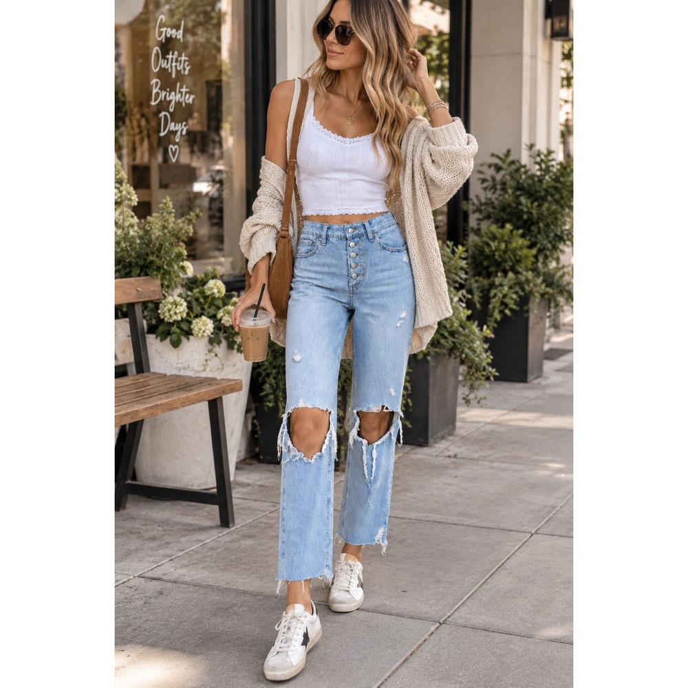 Free People We The Free Distressed Ripped Jeans Size 25
